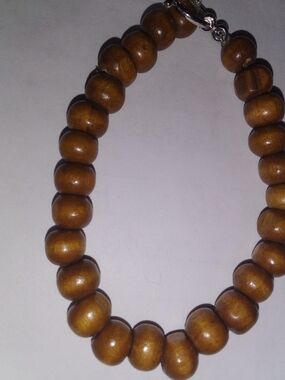 Wood Bead Stretch Bracelet - Brown